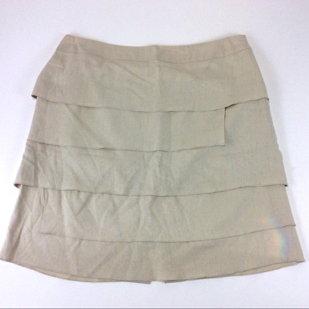 14 classic Layered Linen Skirt Size L